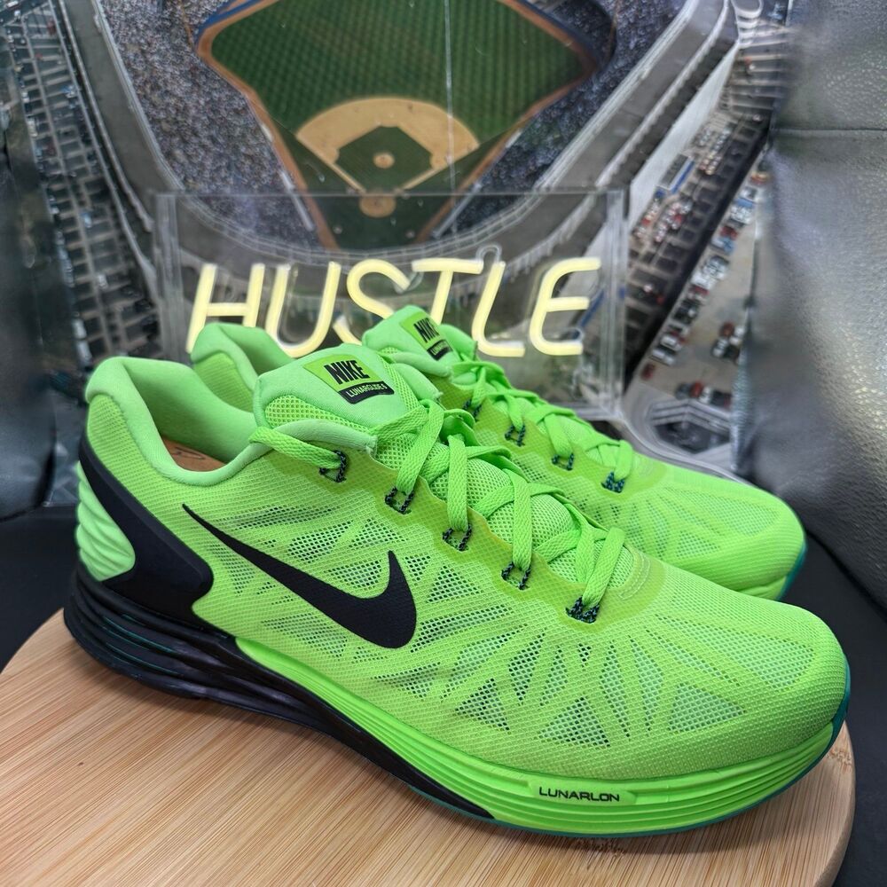Retro Nike Mens Lunarglide 6 Flash lime Green/Black Running Shoes Size 11